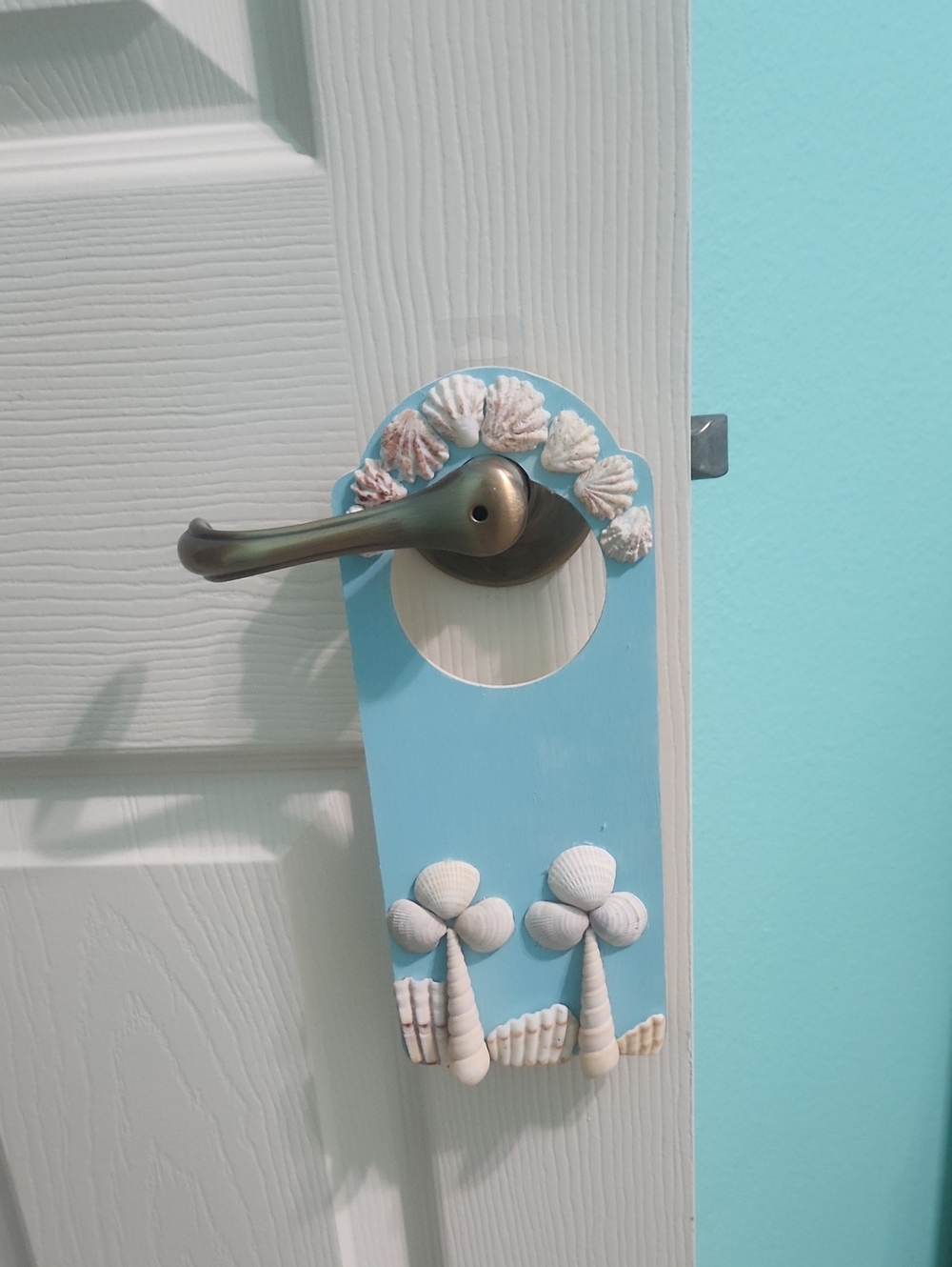 Door Hanger/ Coastal Beach Life Wooden Door Hanger- Beach - Palm- Shells.